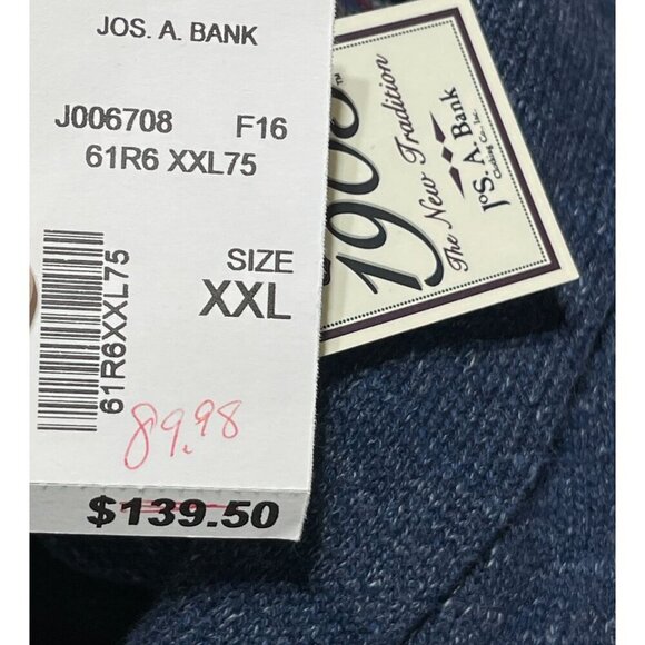 New Jos A. Bank Shawl Collar Button Sweater Men's Blue Maroon XXL Cotton - Picture 4 of 7